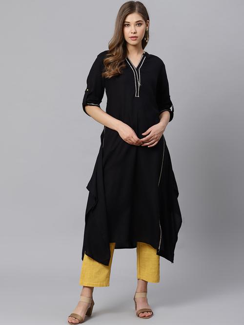 sequined solid asymmetric kurta - 17376959 - Very Small Image - 1