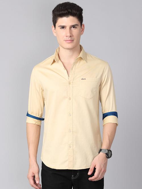 cream solid casual shirt - 17378967 - Very Small Image - 1