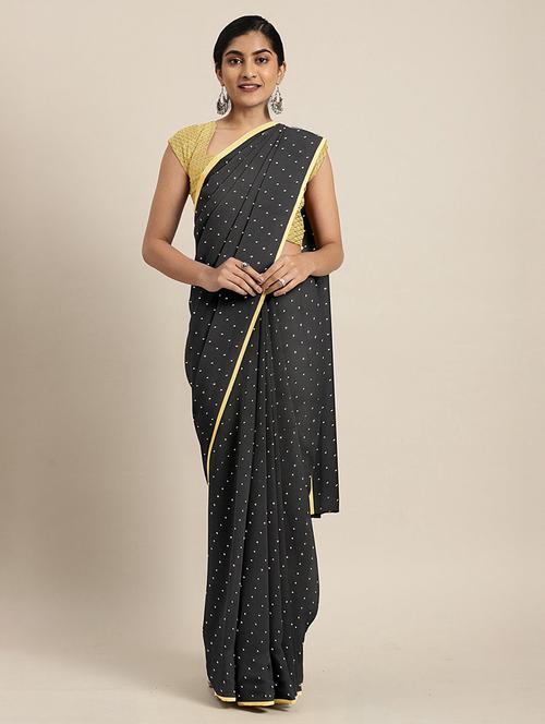 embellished bordered saree with blouse - 17379075 - Very Small Image - 1