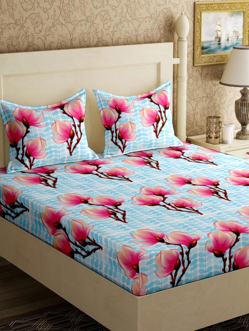 polycotton double bedsheet queen size with 2 pillow cover - 17379206 - Very Small Image - 1
