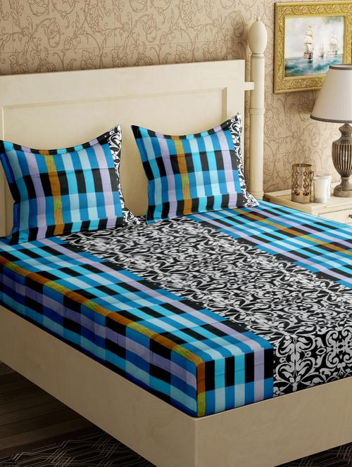 polycotton double bedsheet queen size with 2 pillow cover - 17379217 - Very Small Image - 1