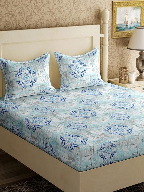  cotton double bedsheet queen size with 2 pillow cover - 17379241 - Very Small Image - 1