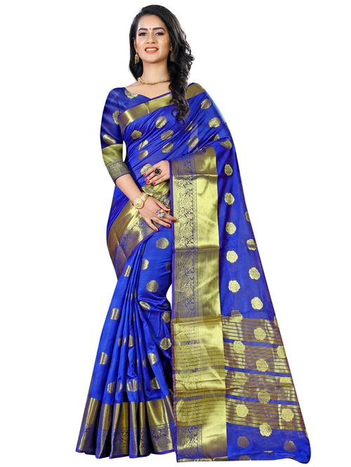 floral woven saree with blouse - 17379544 - Very Small Image - 1