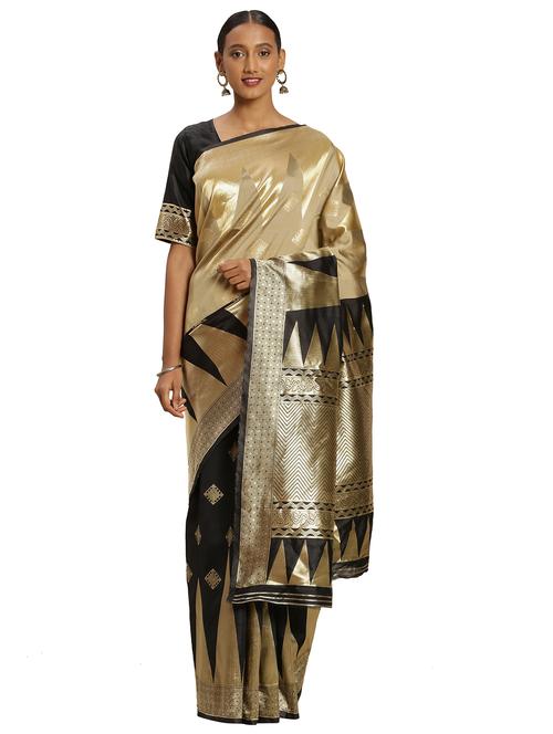 ethnic motifs woven saree with blouse - 17379705 - Very Small Image - 1