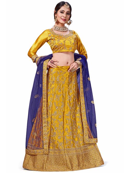embroidered a-line semi-stitched lehenga - 17380011 - Very Small Image - 1