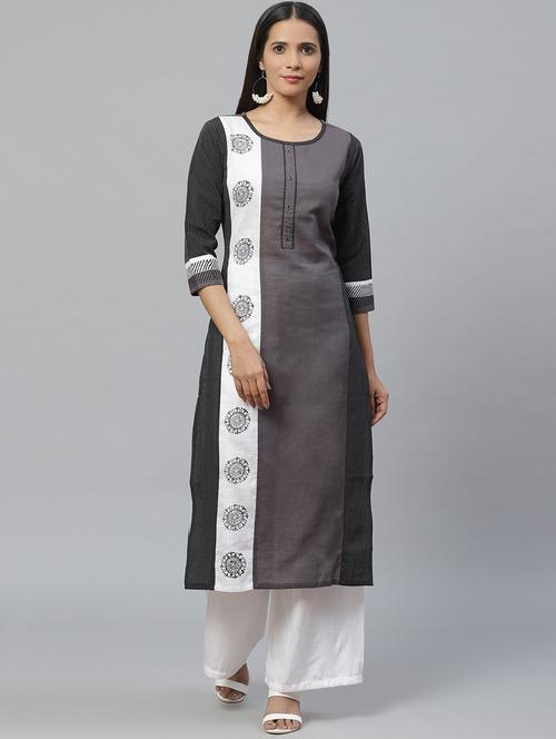 women's straight kurta - 17380724 - Very Small Image - 1
