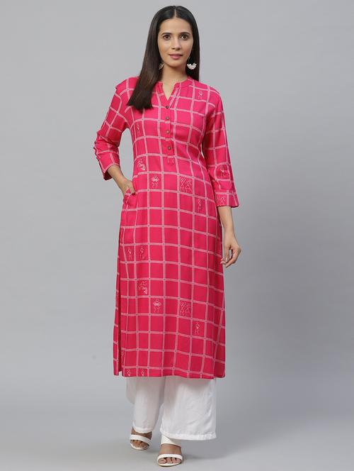 women's straight kurta - 17380729 - Very Small Image - 1