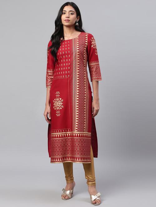 women's straight kurta - 17380745 - Very Small Image - 1