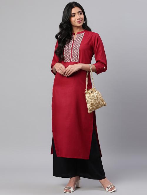embroidered straight kurta - 17380758 - Very Small Image - 1