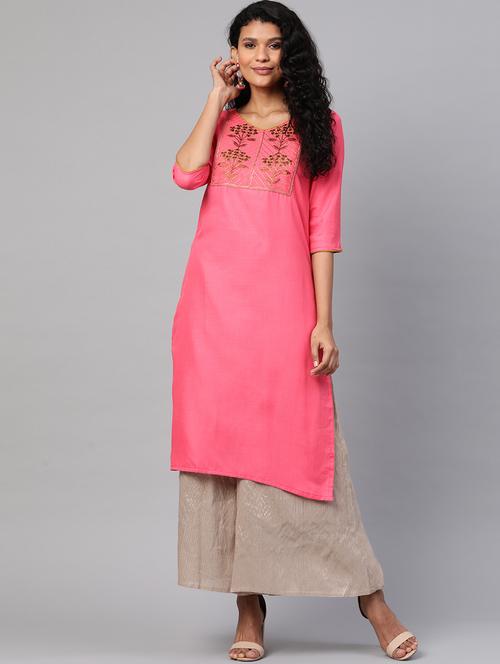 embroidered straight kurta - 17380795 - Very Small Image - 1