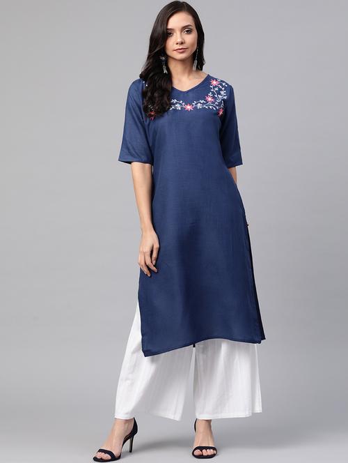 embroidered straight kurta - 17380801 - Very Small Image - 1