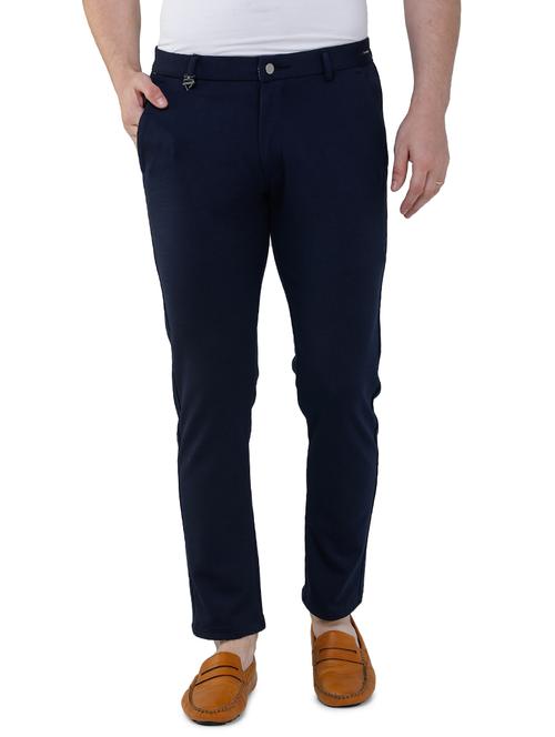 navy blue solid chinos  - 17381211 - Very Small Image - 1