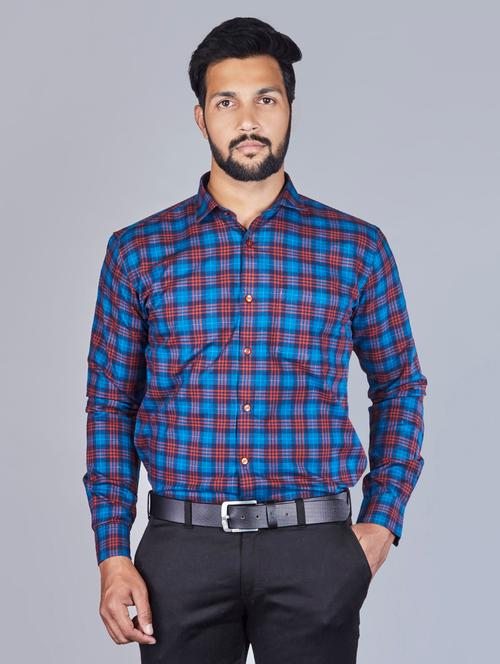 blue checkered casual shirt - 17381607 - Very Small Image - 1