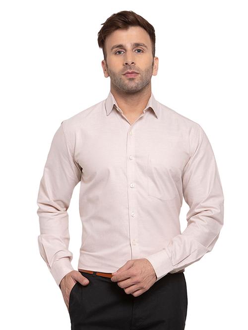 beige solid formal shirt - 17381970 - Very Small Image - 1