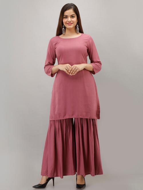 solid kurta sharara set - 17382793 - Very Small Image - 1