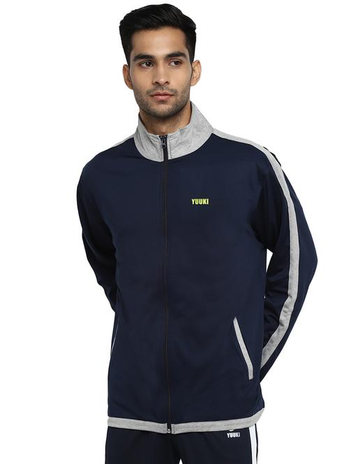 Navy Blue Taped Casual Jacket - 17383616 - Very Small Image - 1