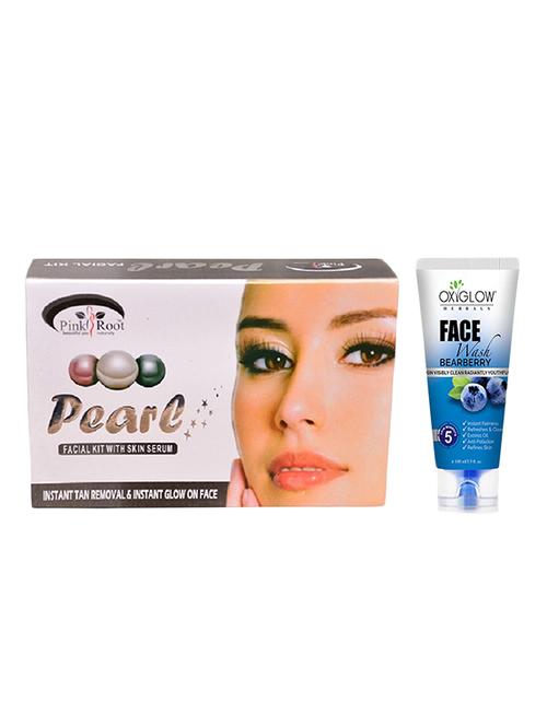 pink root pearl facial kit 83gm with oxyglow bearberry face wash - 17383690 - Very Small Image - 1