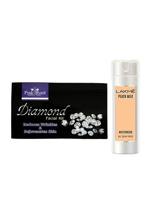 pink root diamond facial kit with lakme peach milk moisturiser lotion - 17383736 - Very Small Image - 1