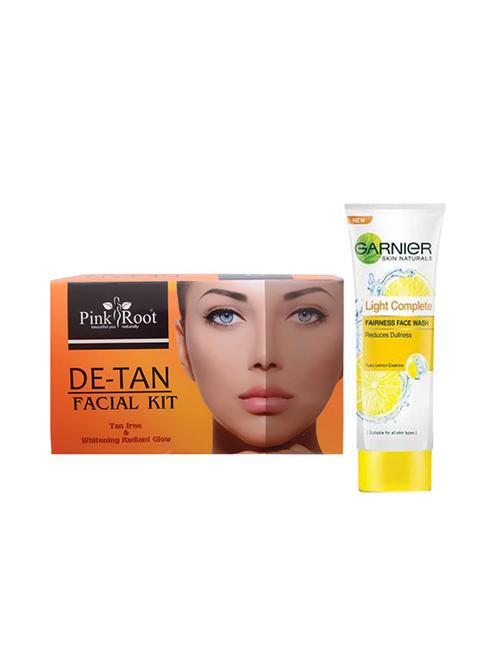 pink root de-tan facial kit with garnier light complete fairness face wash - 17383756 - Very Small Image - 1