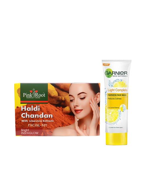 pink root haldi chandan facial kit with garnier light complete fairness face wash - 17383759 - Very Small Image - 1