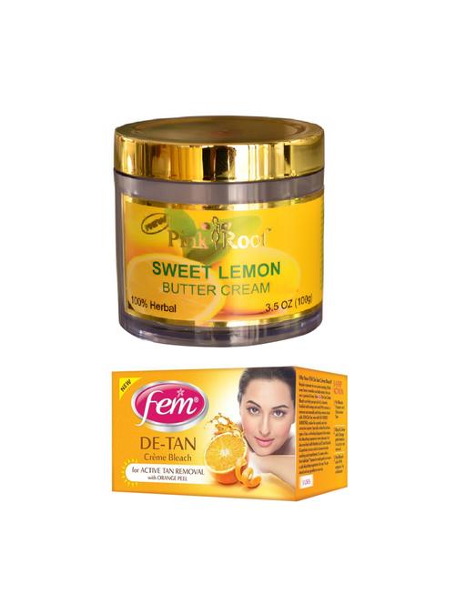 pink root sweet lemon butter cream 100gm with fem de-tan creme bleach 30g - 17384148 - Very Small Image - 1