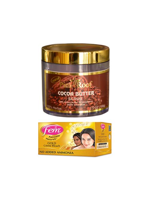 pink root cocoa butter scrub 100gm with fem gold creme bleach 30g - 17384176 - Very Small Image - 1