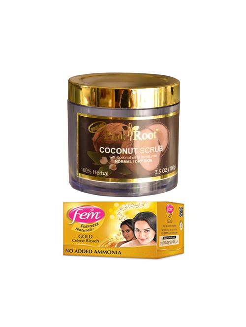 pink root coconut scrub 100gm with fem gold creme bleach 30g - 17384177 - Very Small Image - 1