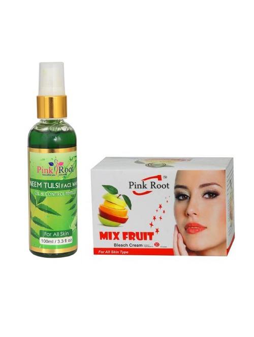 pink root neem face wash 100ml with mix fruit bleach 50gm - 17384195 - Very Small Image - 1