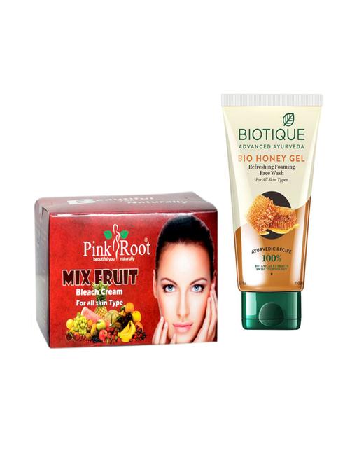 pink root mix fruit bleach 250g with biotique honey facewash - 17384316 - Very Small Image - 1