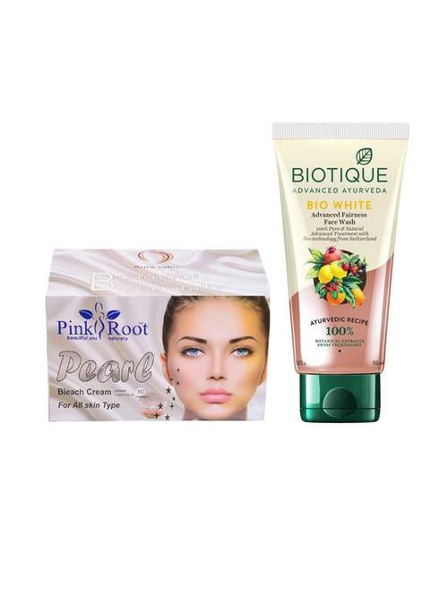 pink root pearl bleach cream 250g with biotique white fairness facewash - 17384337 - Very Small Image - 1
