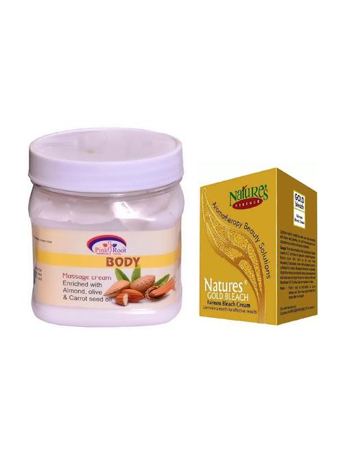pink root body massage cream 500ml with nature's essence 43g gold bleach - 17384431 - Very Small Image - 1