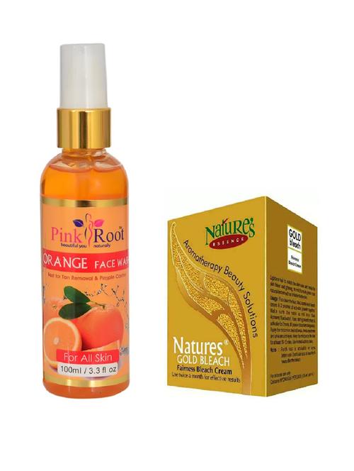 pink root orange face wash 100ml with nature's essence 43g gold bleach - 17384534 - Very Small Image - 1