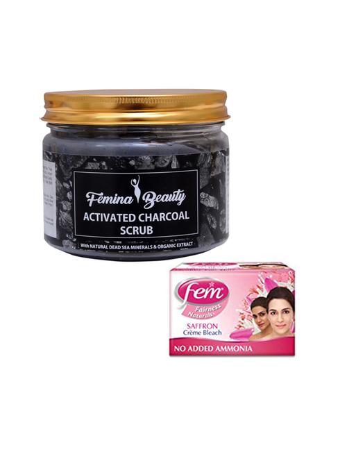 femina beauty charcoal scrub with fem saffron bleach - 17384610 - Very Small Image - 1