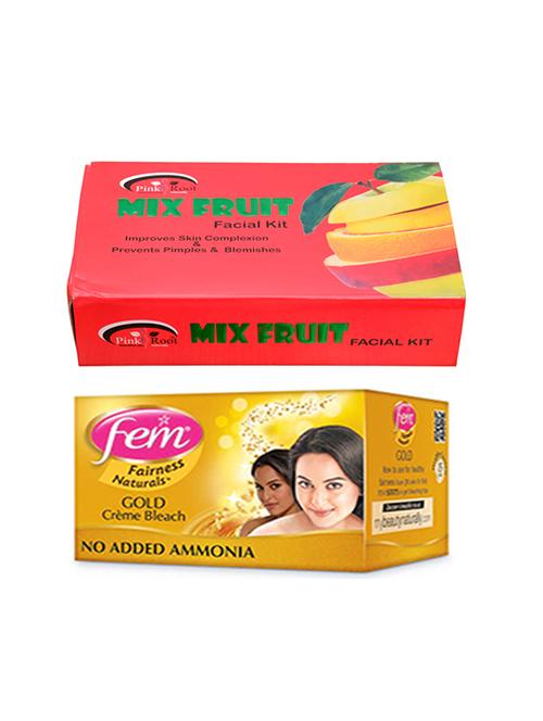 pink root mix fruit facial kit 83gm with fem gold bleach - 17384951 - Very Small Image - 1