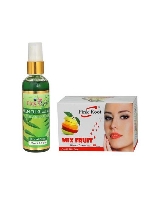 pink root neem face wash 100ml with mix fruit bleach 50gm - 17385004 - Very Small Image - 1