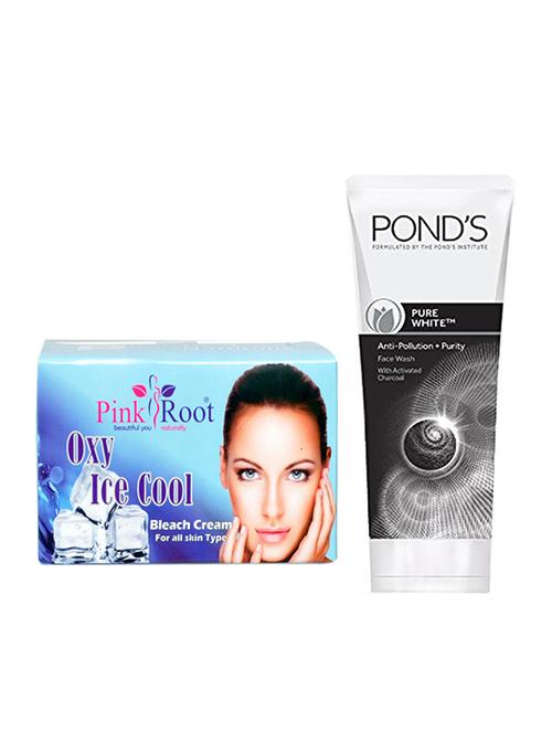pink root oxy ice cool bleach 250g with pond's pure white anti pollution face wash 50g - 17385105 - Very Small Image - 1