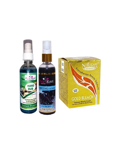 pink root aloe vera hand rub 100ml, charcoal face wash 100ml with nature's essene gold bleach - 17385430 - Very Small Image - 1