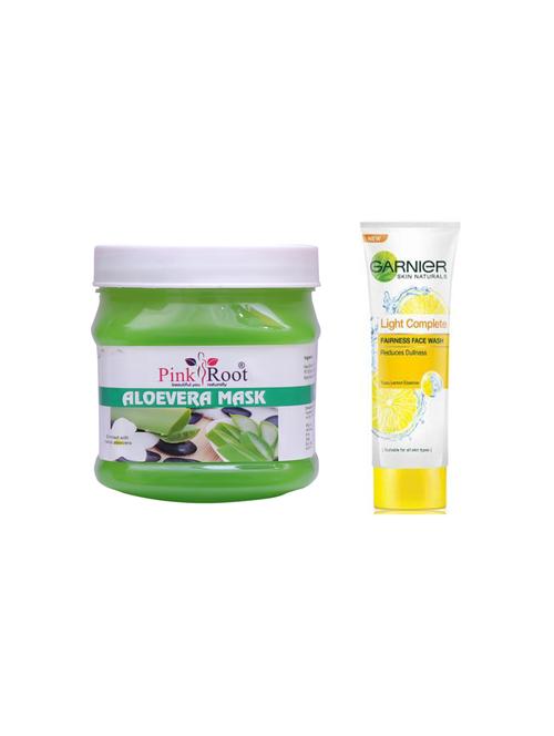 pink root aloevera mask with garnier light complete fairness face wash - 17385626 - Very Small Image - 1