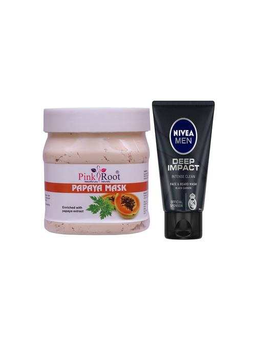 pink root papaya mask with nivea deep impact face and beard wash - 17385655 - Very Small Image - 1