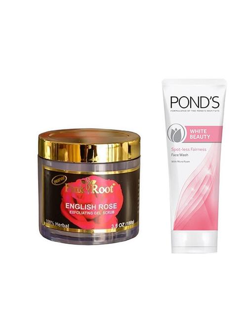pink root english rose scrub 100g with pond's white beauty facewash - 17385749 - Very Small Image - 1