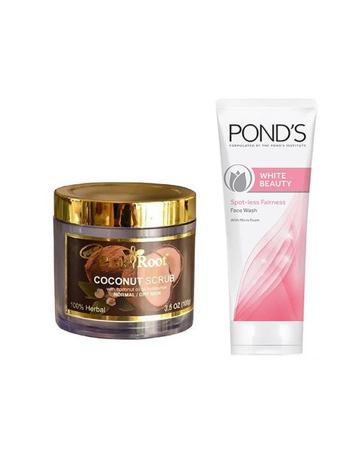 pink root coconut scrub 100g with pond's white beauty facewash - 17385750 - Very Small Image - 1