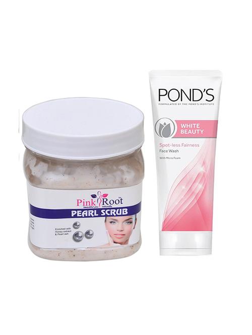 pink root pearl scrub 500g with pond's white beauty facewash - 17385769 - Very Small Image - 1