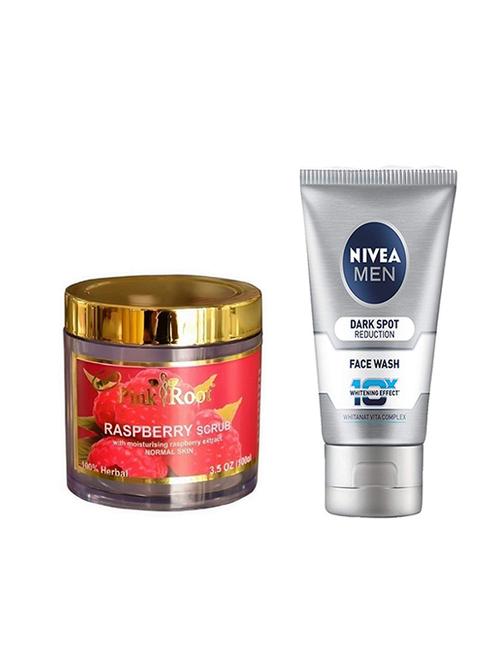 pink root raspberry scrub 100g with nivea men dark spot reduction face wash - 17385805 - Very Small Image - 1
