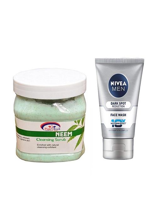 pink root neem scrub 500ml with nivea men dark spot reduction face wash - 17385820 - Very Small Image - 1