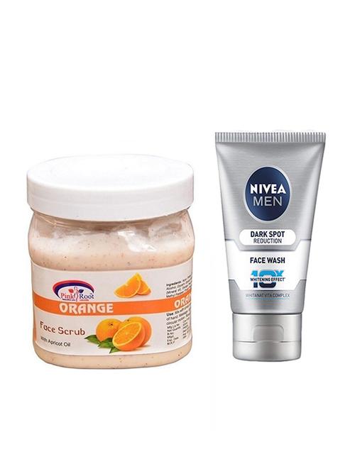 pink root orange scrub 500ml with nivea men dark spot reduction face wash - 17385821 - Very Small Image - 1