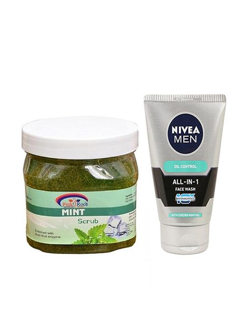 pink root mint gel scrub 500ml with nivea oil control face wash - 17385846 - Very Small Image - 1