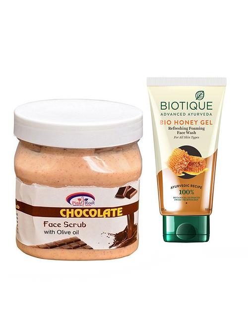 pink root chocolate scrub 500g with biotique honey facewash - 17385860 - Very Small Image - 1