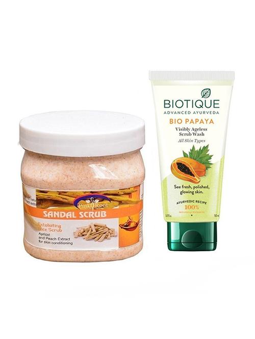 pink root sandal scrub 500g with biotique papaya facewash - 17385905 - Very Small Image - 1