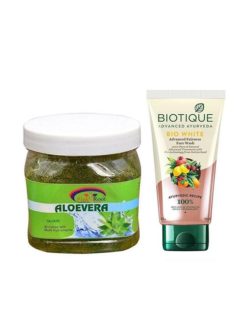 pink root aloevera gel scrub 500g with biotique white fairness facewash - 17385910 - Very Small Image - 1