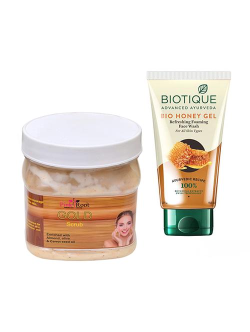 pink root gold scrub 500g with biotique white fairness facewash - 17385923 - Very Small Image - 1